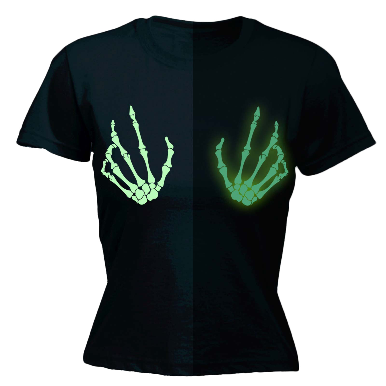 Halloween Womens T Shirts Boob Glow In The Dark Funny Fancy Dress Fitted T Shirt Ebay 2562